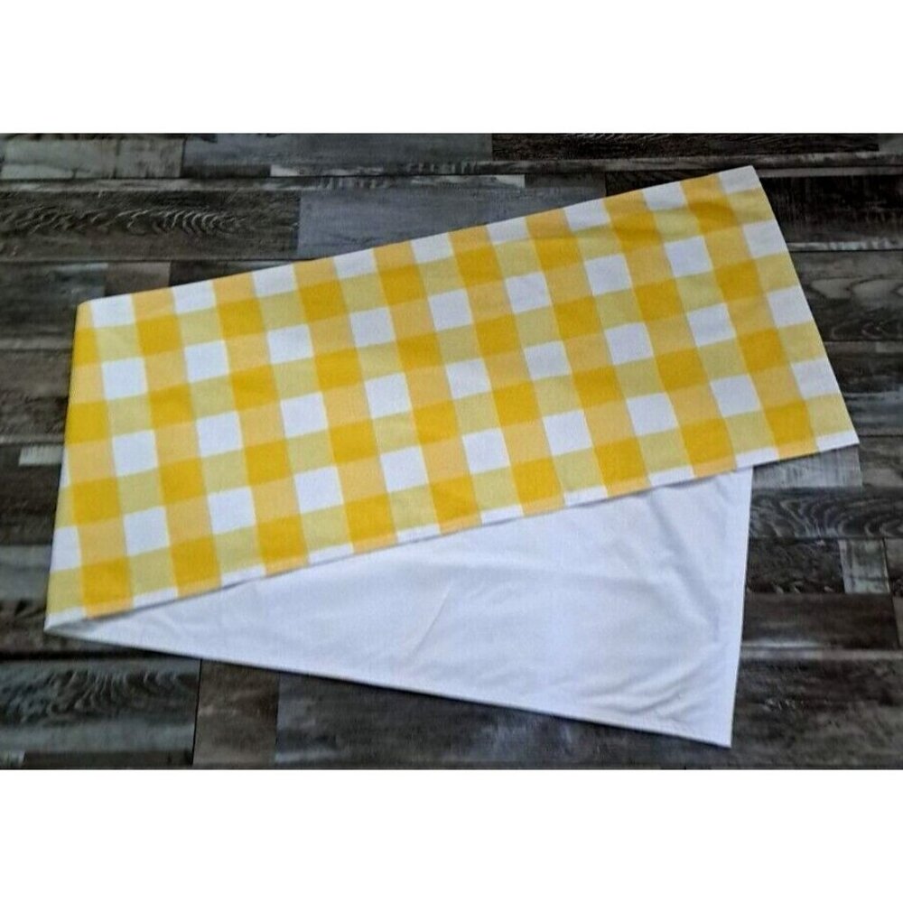 Yellow Gingham Table Runner Checked Cottage Country Farmhouse Long 71x16